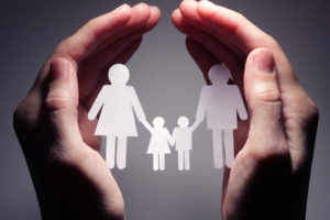 Familie Schutz Hände Kinder Eltern