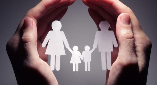 Familie Schutz Hände Kinder Eltern